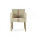 D2D Technologies Avignon Slipcover Arm Chair - Red Striped Khaki Linen - 23in. W x 33in. H x 23in. D D24235667